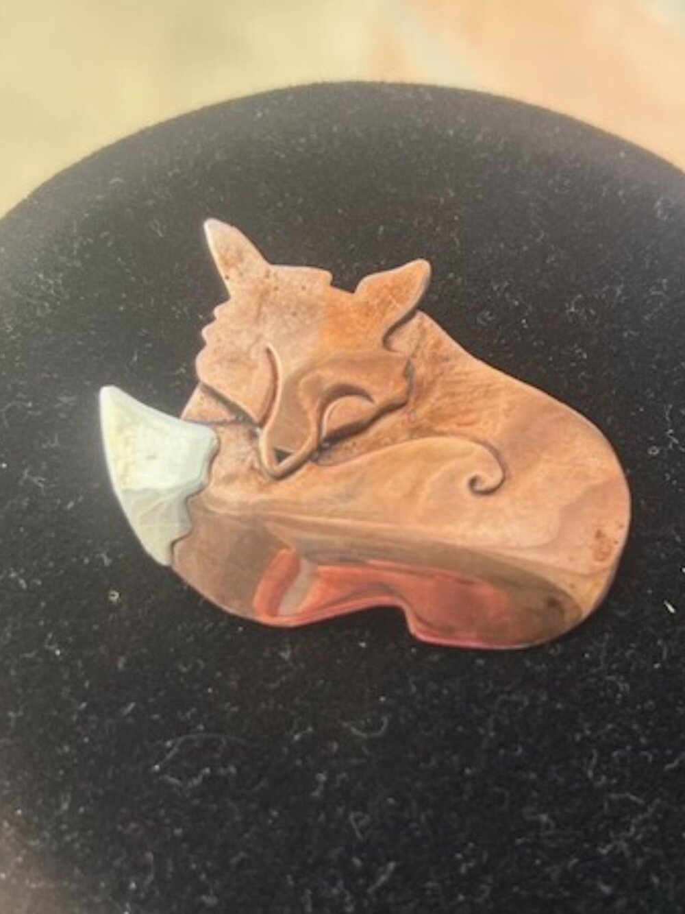 FAR FETCHED Copper Silver Sleeping Fox BROOCH